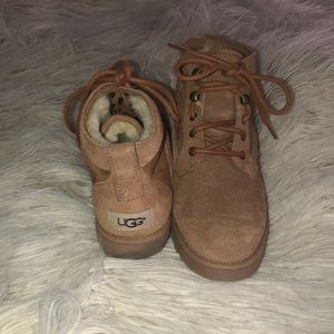 Tie up chestnut ugg boots